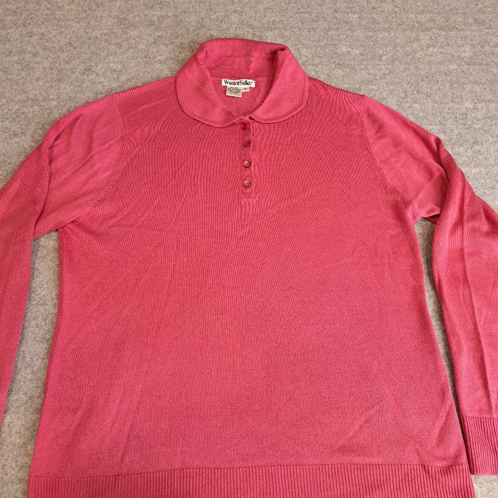 Winter Silks 85%Silk 15%Cashmere Long Sleeve Top Sweater Pullover